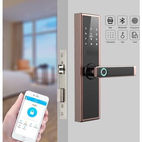 Bluetooth Wifi Smart Fingerprint Door Handle Digital Keyless Fingerprint Door Lock with TTlock App