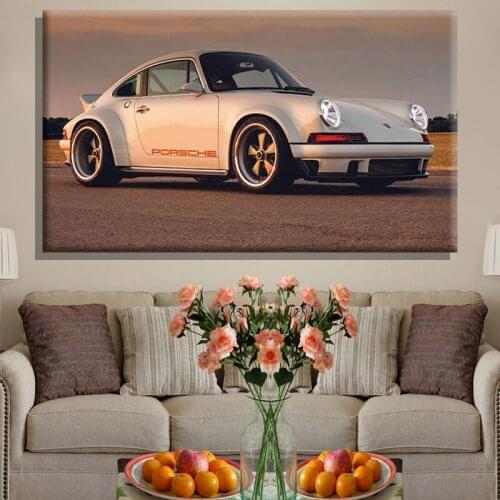 Modern Art Decorative Paintings Supercars 911 White Car side view Wall Picture Canvas Posters Prints Bedroom Home Decor framed