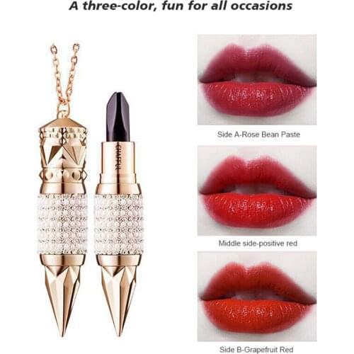 Queens Scepter A tri- Color Luxury Matte Lipstick Long-lasting Moisturizing Sexy Red Silky Waterproof Lipgloss Make up Cosmetic