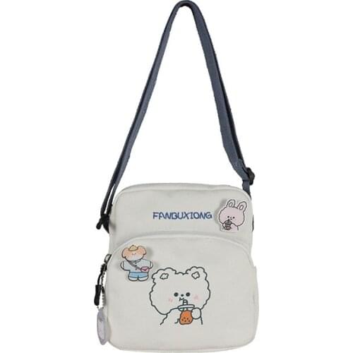 Newhotstacy Bag 07172021 Ladies cartoon cute student canvas bag Single Shoulder Bag Messenger Bag