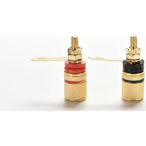 1 pair Amplifier Speaker Terminal Binding Post for 4mm Banana Plug Connectors Gold 33mm