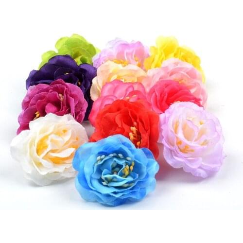 100pcs/lot 4.5CM Artificial Mini Gradual Peony Flower Heads For DIY Gift Box Craft Home Wedding Decoration Scrapbooking
