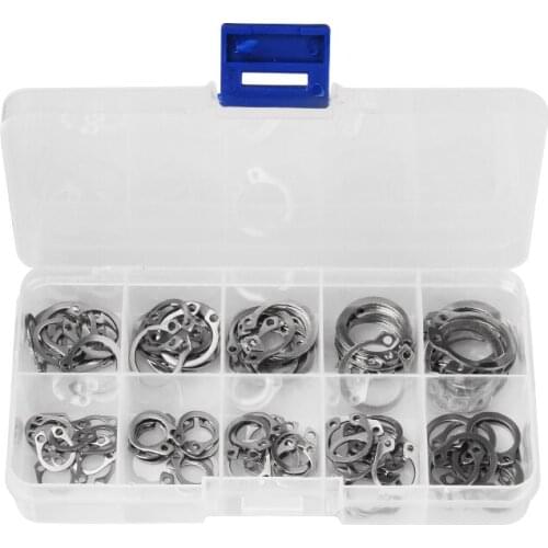 100Pcs M8- M18 Internal External Retaining Circlips C-clip Washers Snap Retaining Ring Circlip Carbon Steel Washer Kit