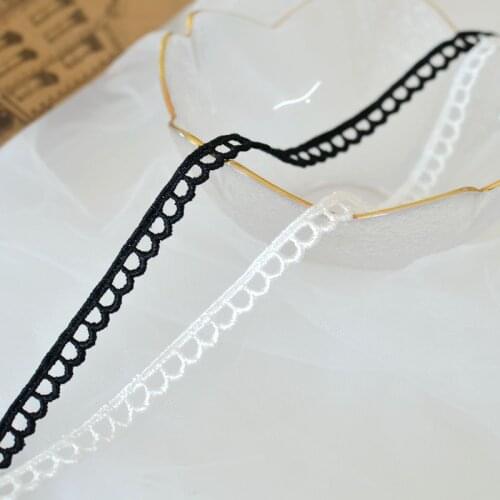 5yards 0.9cm Black White Wave bar code soluble embroidery Lace Trim Ribbons DIY Fabric Sewing Garment Handmade Accessories