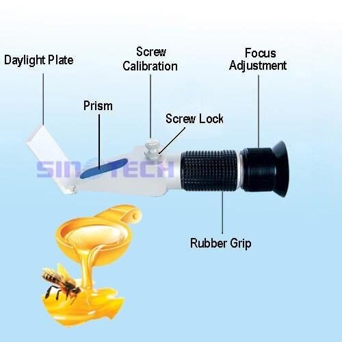 6pcs/lot hand held new design 10-30%water Honey Refractometer RHFN-30ATC with calibration knob