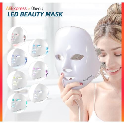 LED Light Beauty Devices 3/7 Colors Light Therapy Facial Mask Whitening Neck Skin care Tool Upgrade Rechargale Wireless Mask