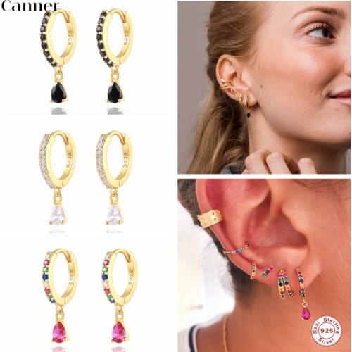 Canner Colorful 925 Sterling Silver Earrings For Women Rectangular Zircon Earring Minimalist Silver Jewelry pendientes Aretes W4