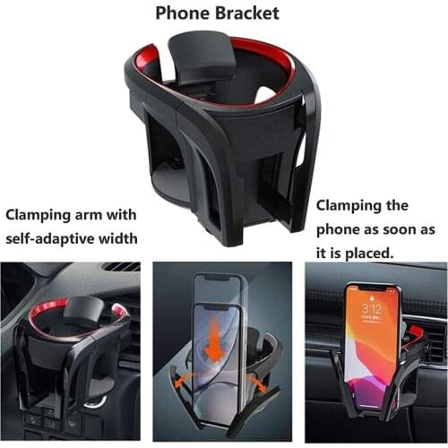 AU04 -2 in 1 Car Multifunctional Cup Holder Adjustable Car Phone Holder Car Vent Cup Holder Holder Car Drink Holder
