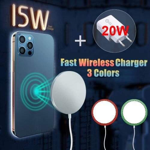 15W Wireless Charger Magnetic charger For iPhone 12 pro max mini Fast Charge with PD 20W US EU Plug Magsafing Wireless Charger