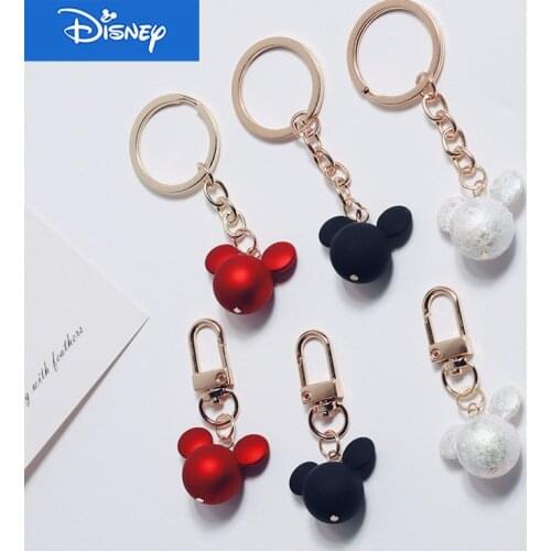 Disney Cute Creative Mickey Mouse Head Pendant Car Keychains Women Girls Charm Bags Accessories Lovers Keyring