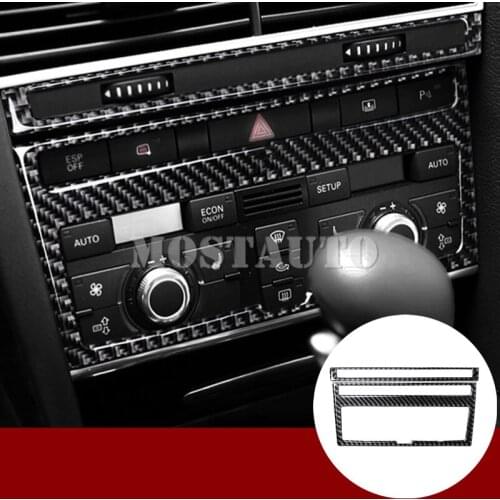 For Audi A6 S6 Carbon Fiber Center Console CD & AC Panel Trim Cover 2005-2011 2pcs Car Accessories Interior Car Decor Car Trim