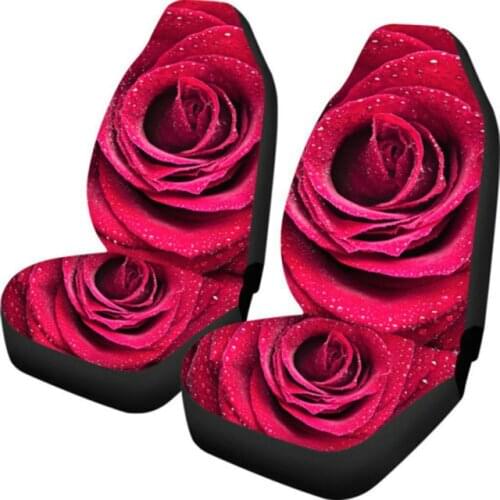 AUTO KEGAN 1/2 Pcs Red Flower Front Seat Covers Vehicle Seat Protector Car Mat Covers Fit Most Cars Sedan SUV Van for Camry 40