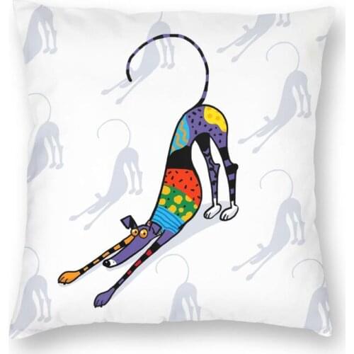 Kaleidoscope Bowdown Cushion Cover Two Side 3D Print Whippet Dog Throw Pillow Case for Sofa Cool Pillowcase Decoration