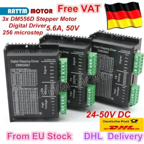 DE Ship 3Pcs DM556D Digital stepper motor driver 5.6A 256 microstep High performance design fit nema17 to nema 23 motor CNC