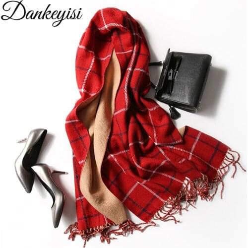 DANKEYISI Scarf Winter Cachecol WomenTwo Color Scarf Double Sided Warm Thick Scarf Shawls Long Tassel Striped Blanket Scarves
