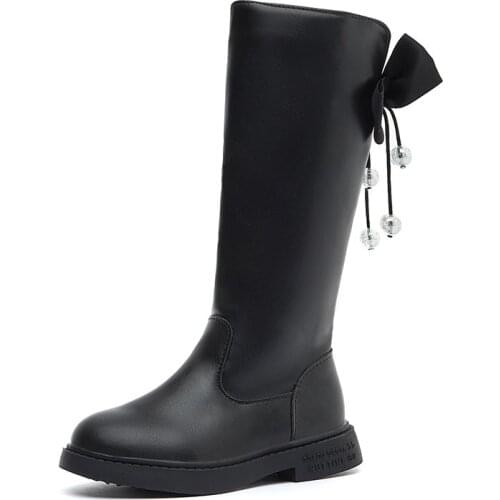 Girls Genuine Leather Childrens Shoes 2020 Autumn And Winter New Fashion High Boots Little Girl Plus Velvet Winter boots