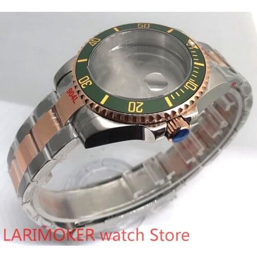 Sealed back cover 904L stainless steel rose gold strap bracelet with 40mm sapphire glass ETA NH36 MH35 case sea green bezel