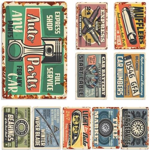 Car Engine Repair Metal Signs Poster Car Service Vintage Plate Mechanic Metal Tin Sign Garage Metal Plaque Industrial Decoration