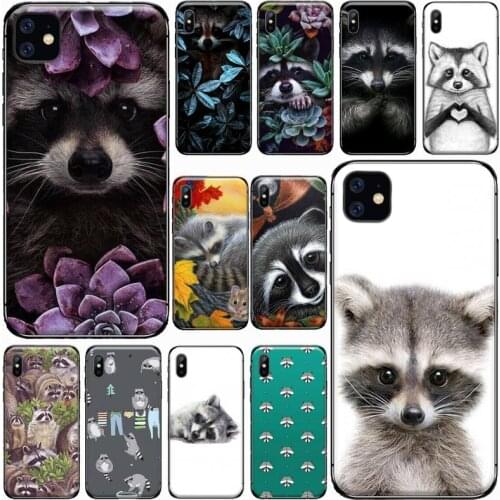 Animal Raccoon Fox lovely cute Phone Case For iphone 7 8 12 11 XR XS pro Max Mini plus Soft silicone cover shell funda