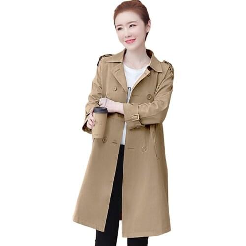 Fashion Korean Style Spring Women Trench coat Plus size Loose Ladies Elegant Coat Female Long Temperament Windbreaker Tide OK775