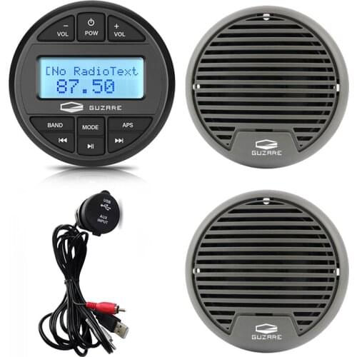 Marine Bluetooth Stereo Boat Radio FM AM Receiver Motorcycle MP3 Car Player+3 Inch Marine Waterproof Speakers+USB Audio Cable