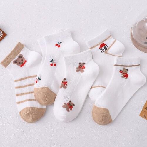 Childrens Socks New Design Summer Thin Cartoon Socks For Boys And Girls Cotton 6 to 10 years old Boat Socks Kids 5Pairs/Set