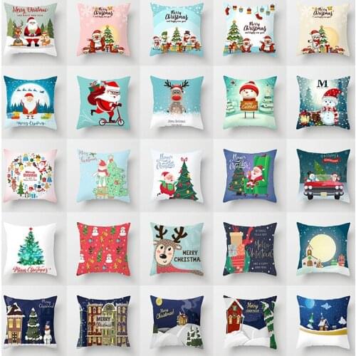New Santa series, snowman pillow case, holiday home decoration christmas pillow cover45*45cm(no Pillow Core, Single Side Design)