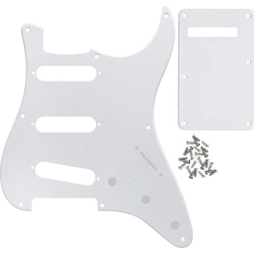 NEW 1Ply White 8 Hole Pickguard Electric Guitar Pick Guard Scratch Plate SSS & Back Plate Tremolo Cover & Screws for Strat
