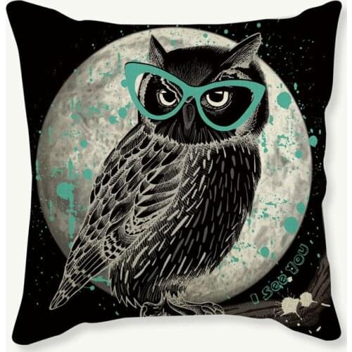 New Arrive Simple Cotton Linen Cushion Throw Pillows Home Decor 45*45cm Cartoon Owl Pattern