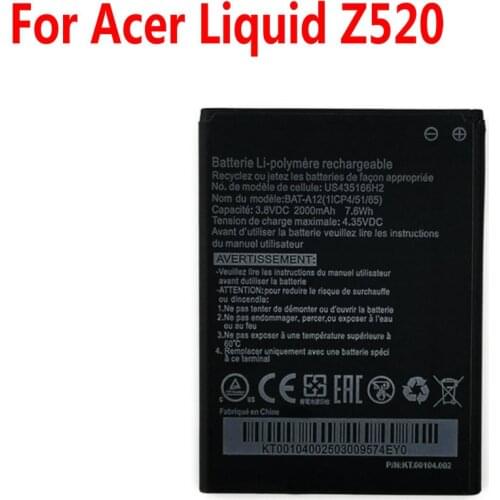 Original 2000mAh BAT-A12 Battery For Acer Liquid Z520 Dual SIM (P/N BAT-A12(1ICP4/51/65) KT.00104.002) Mobile phone