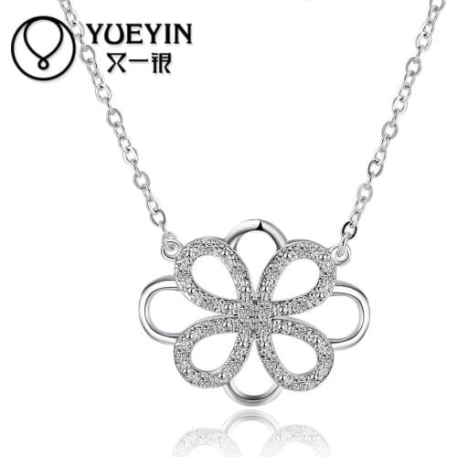 Silver plated Necklace pendant charm chain wedding Necklace for bridal Vintage gift Damen Halskette Christmas gifts