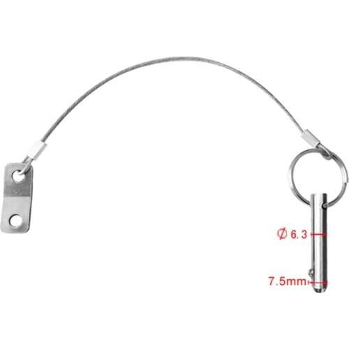 Deck Hinge Quick Release Pin 1/4" x 1 1/2" Marine Grade 316 Stainless Steel with Lanyard - Boat/Bimini Top