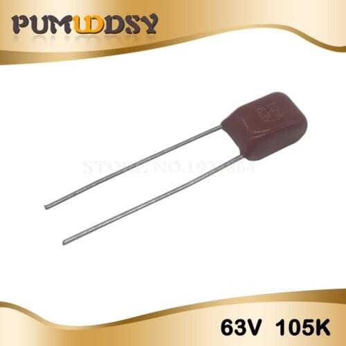 10PCS 63V105J 1UF Pitch 5MM 63V 105 1000nf CBB Polypropylene film capacitor