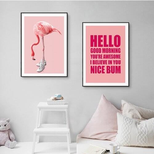 Posters And Prints Nordic Modern Style Pink Flamingo Minimalism Quote Canvas Painting Wall Pictures For Living Room Decoration