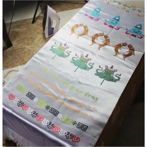 Tibetan Ritual Present silk Satin Exquisite Jacquard Colorful Hada Sutra Streamer Temple Buddhism Prayer Hada flag Free ship