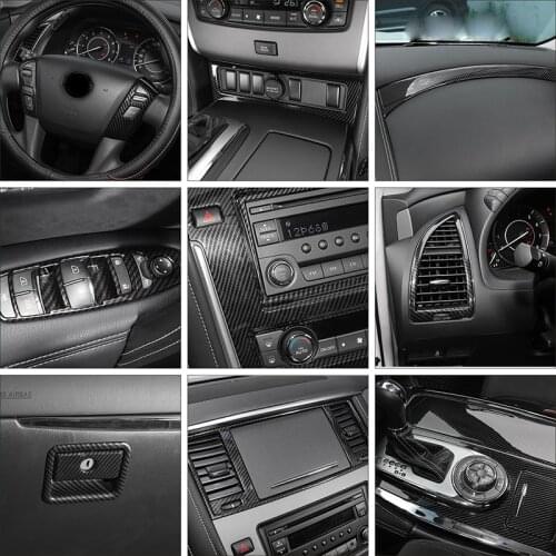 Carbon fiber pattern for Nissan PATROL Y62 2017-2020 Gear Navigation panel Air conditioner outlet Interior Decorative frame