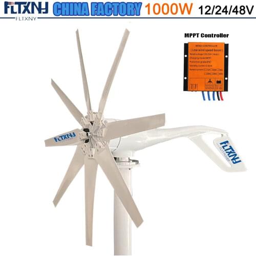 FLTXNY POWER 900w 8 blades Free Energy Wind Energy Wind Turbine Generator 12v 24v Wind Turbine Generator With PWM Controller