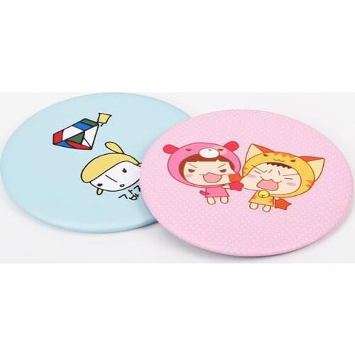 1Pcs Lady Makeup Mirror Cartoon Pattern Portable Compact Pocket Cosmetic Mirror