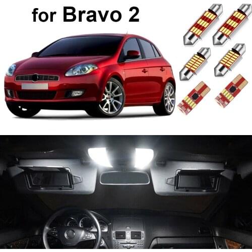 10Pcs Canbus For Fiat Bravo 2 II MK2 2007-2016 Led Interior Light Kit Dome Trunk Map Bulbs No Error