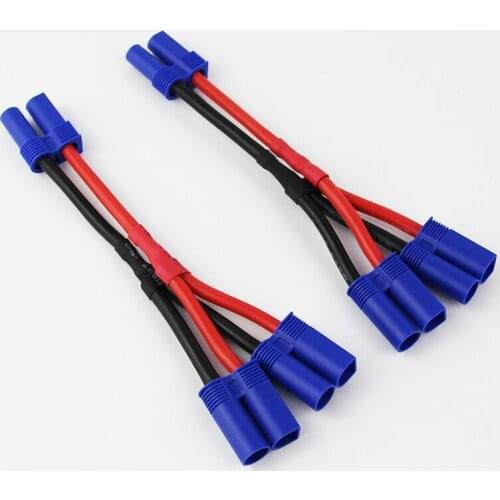 2/5/10pcs EC5 2-Male to 1-Female Parallel Adapter Wire Cable 12awg 3.93in for RC LiPO Battery