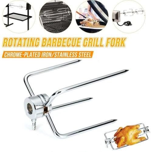 2PCS Barbecue Fork, Multifunctional Stainless Steel Spit Fork Charcoal Chicken