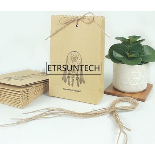 200pcs Kraft Paper Bags Gift Monternet Dream Catcher Paper Present Bag Packaging Bags For Wedding Birthday Gift Wrapping