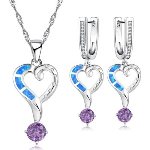 2020 Exquisite Heart Jewelry Set For Women Bridal Wedding Jewelry Accessories Fashion Zircon Crystal Pendant Necklace & Earrings