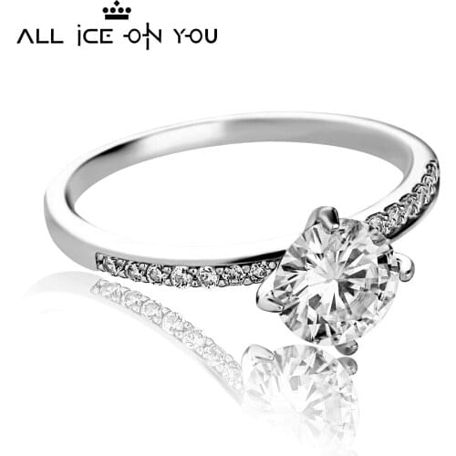 2021 Real Gold Plated Luxury 925 Sterling Silver 6mm D Color Moissanite VVS1 Jewelry Wedding Diamond Stud 4 Claw Ring Women Gift