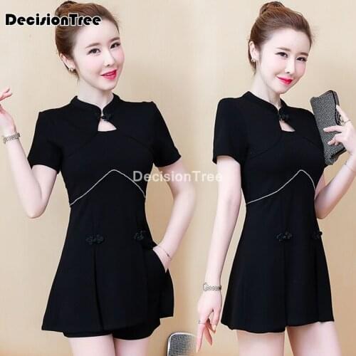 2021 chinese dress formal cheongsam suit qipao dress+pants set cheongsam dress chinese traditional dress for women