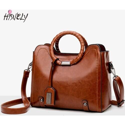 2021 New lWomen Oil Wax Leather Designer Handbags High Quality Shoulder Bags Ladies Handbags Fashion brand PU leather women bags