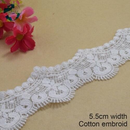 3yards 5.5cm width cotton embroidery lace edges french ribbon lace fabric guipure diy trims dress lace sewing Accessories#3019
