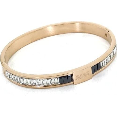 316 L Quality Baget Stone Italian Steel Bracelet Bangle