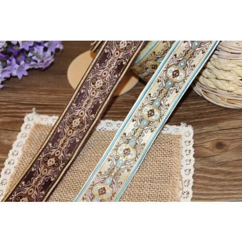 5yards/lot wide 3cm Woven Jacquard Ribbon classical totem design curtain and clothing accessory LS-9917