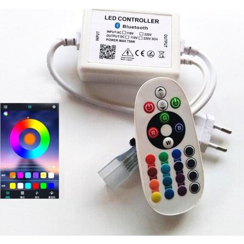 AC 110V 220V RGB LED IR Controller With IR 24Key Remote Control Mobile Phone Bluetooth Control For LED Strip Lights